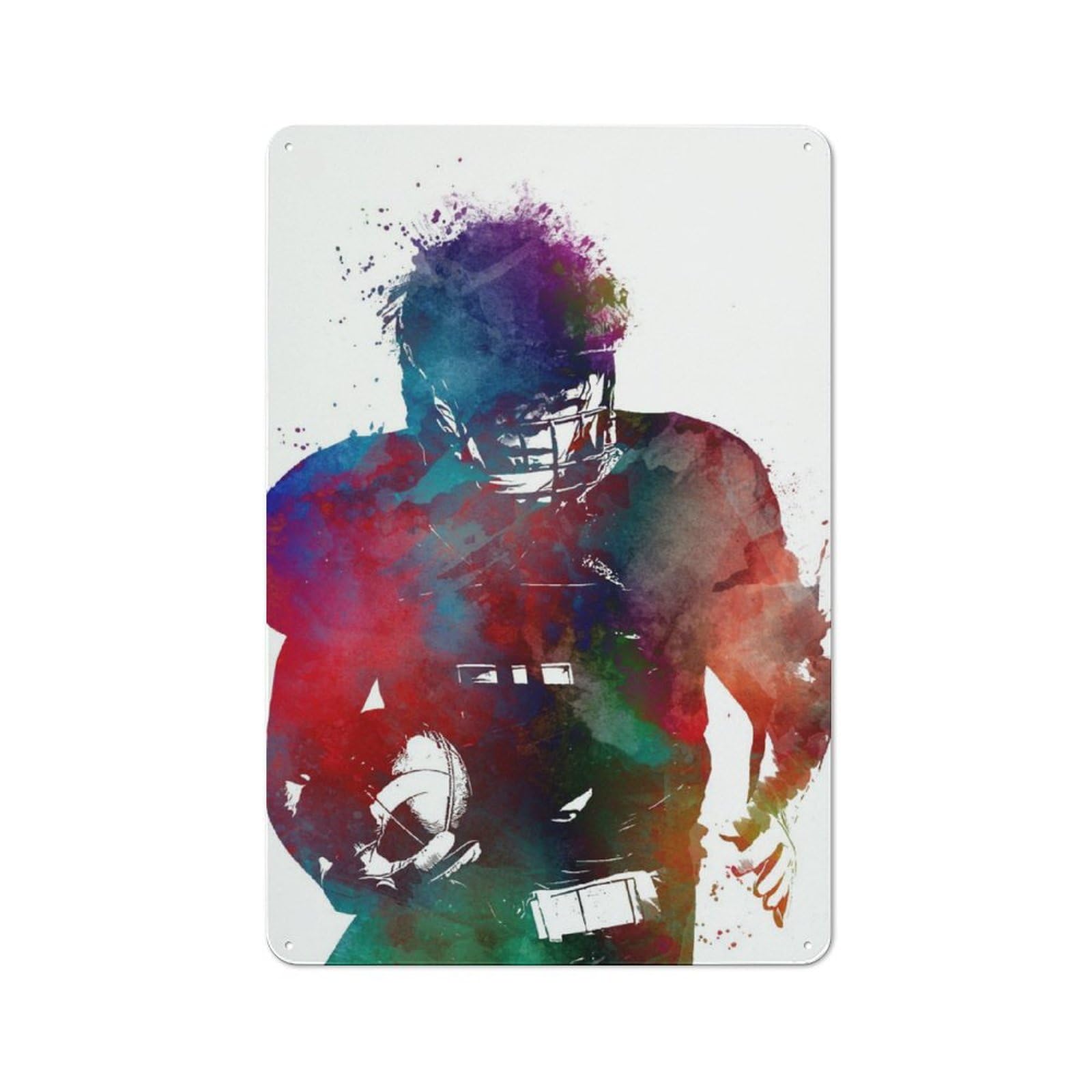 Rustic Metal Sign 30x20cm Featuring American Football Player for Hallway Wall, for Collectors Decorating Hallways And Entrance Areas