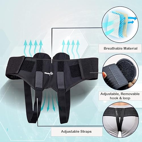 Miniatura 3 de Wonder Care Cinturón de soporte para hernia inguinal, refuerzo de ingle, soporte poscirugía, alivio del dolor de hernia, dos almohadillas de espuma