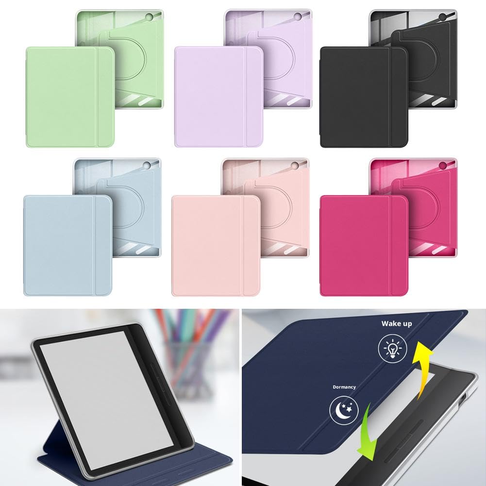 YoungMe Étui Rotatif 360° Magnétique Pour Kobo Clara Color 2024 - Support Réglable, Protection Robuste Et Réveil Automatique (Rose)