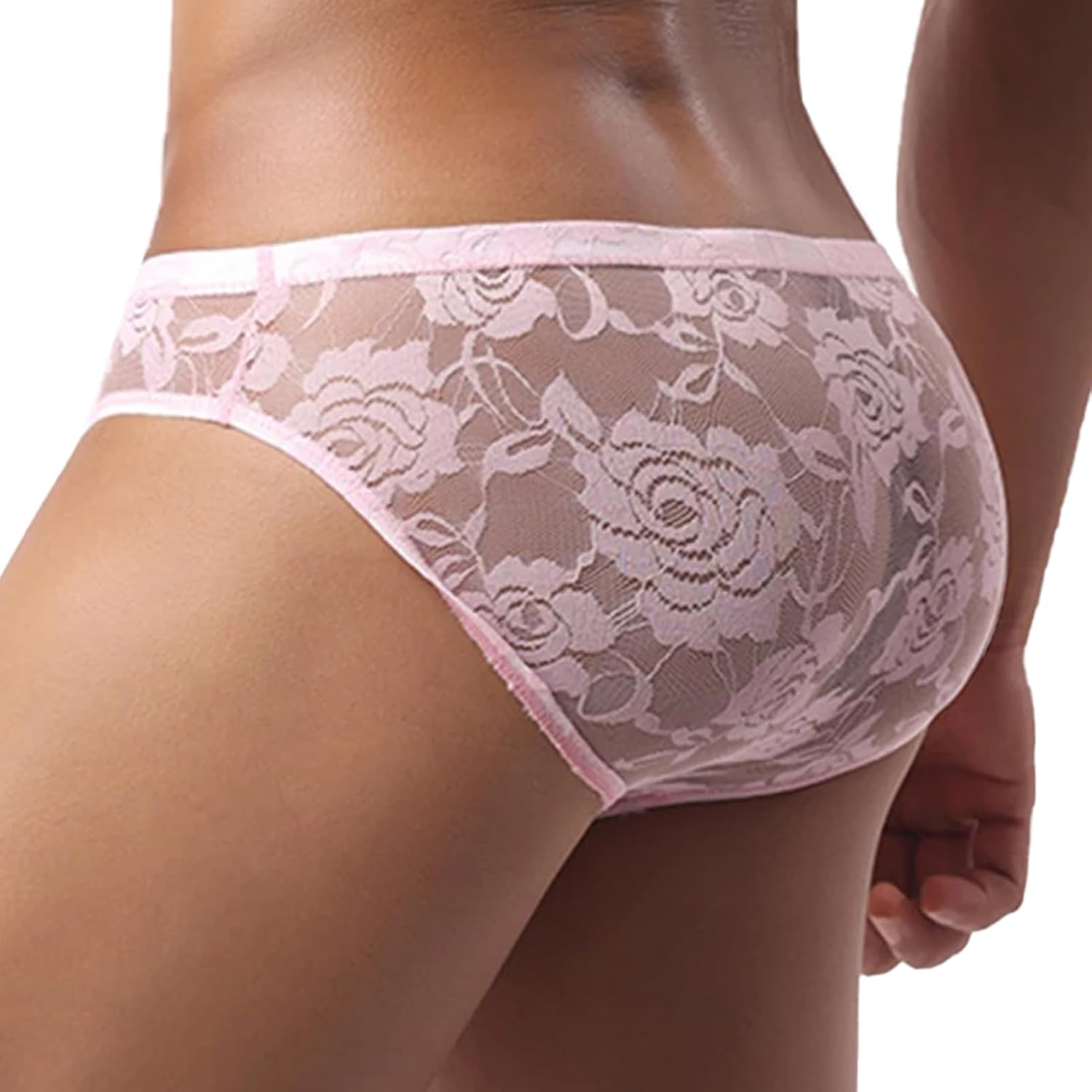 Mens Lace Underwear Briefs Bulge Pouch Transparent Panties Low Rise Ultra Thin Underpants