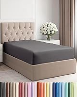 Vista 1 de Sábana bajera tamaño Individual XL, suave con esquinas de 8 a 16 pulgadas de profundidad, transpirable y sin arrugas, cuidado fácil, sin