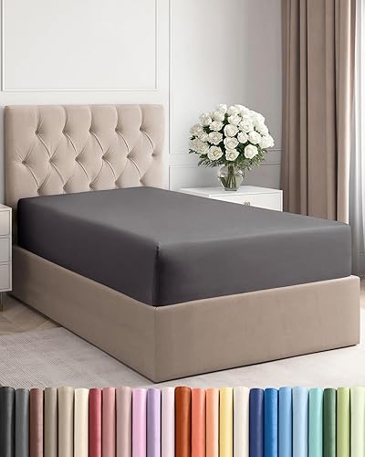 Sábana bajera tamaño Individual XL, suave con esquinas de 8 a 16 pulgadas de profundidad, transpirable y sin arrugas, cuidado fácil, sin