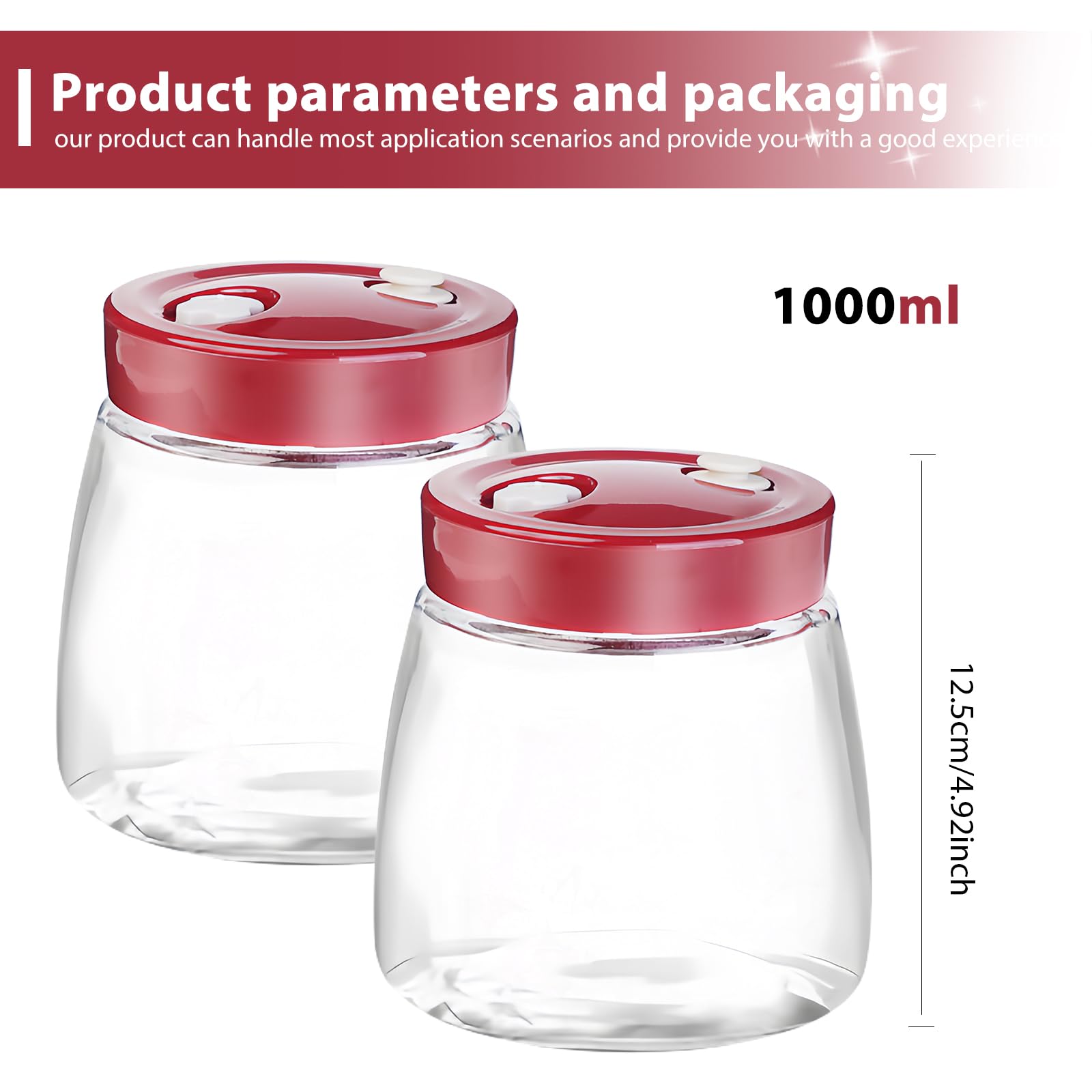 BYZESTY 2pcs Tarro de fermentación 1000ml Frascos de fermentación con válvula de liberación de aire, tarro de fermentación de vidrio frascos de vidrio para hacer pepinillos Kimchi, Chucrut