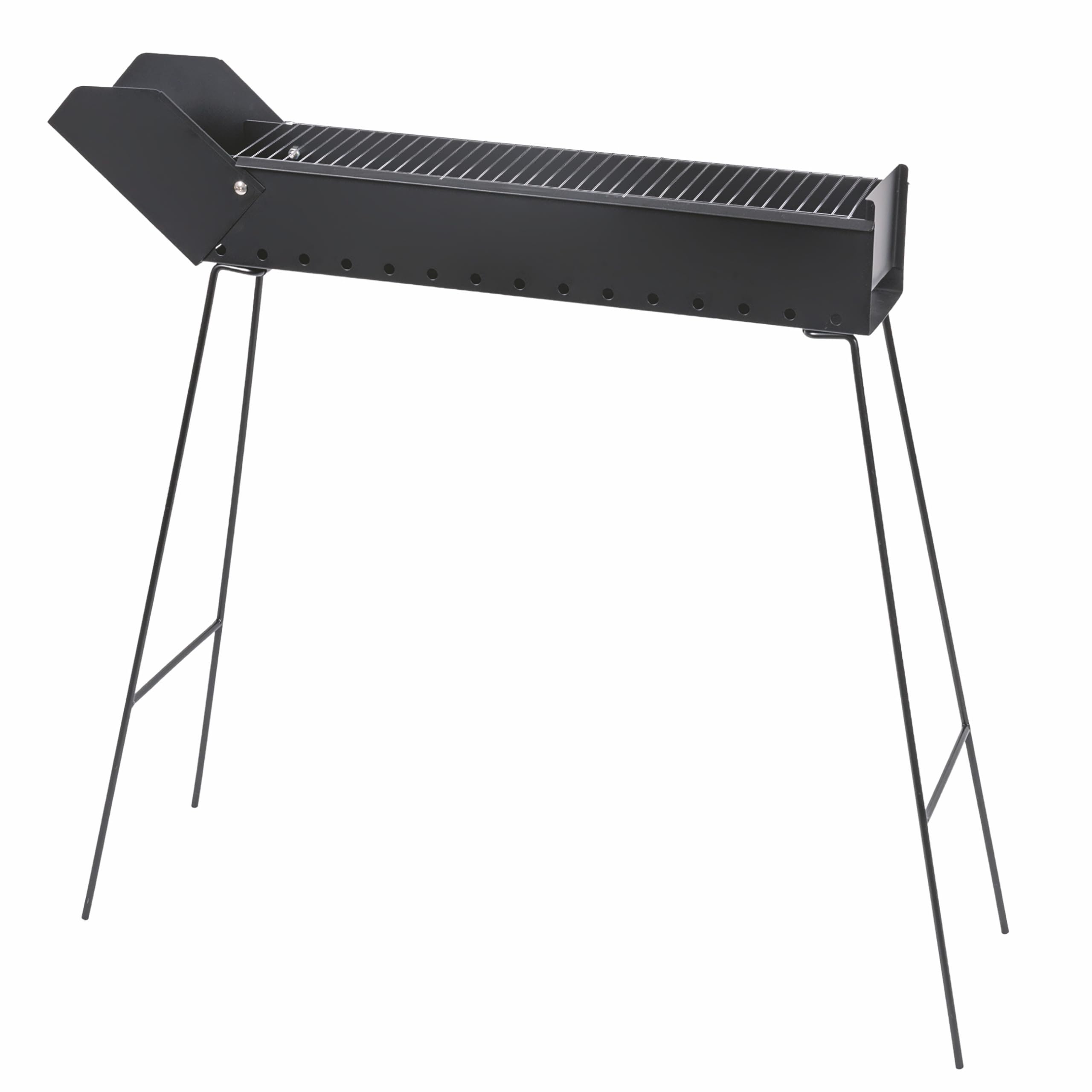 Barbecue pieghevole per arrosticini a carbonella, struttura in ferro con rampa, 74x14x76 cm, BestBQ