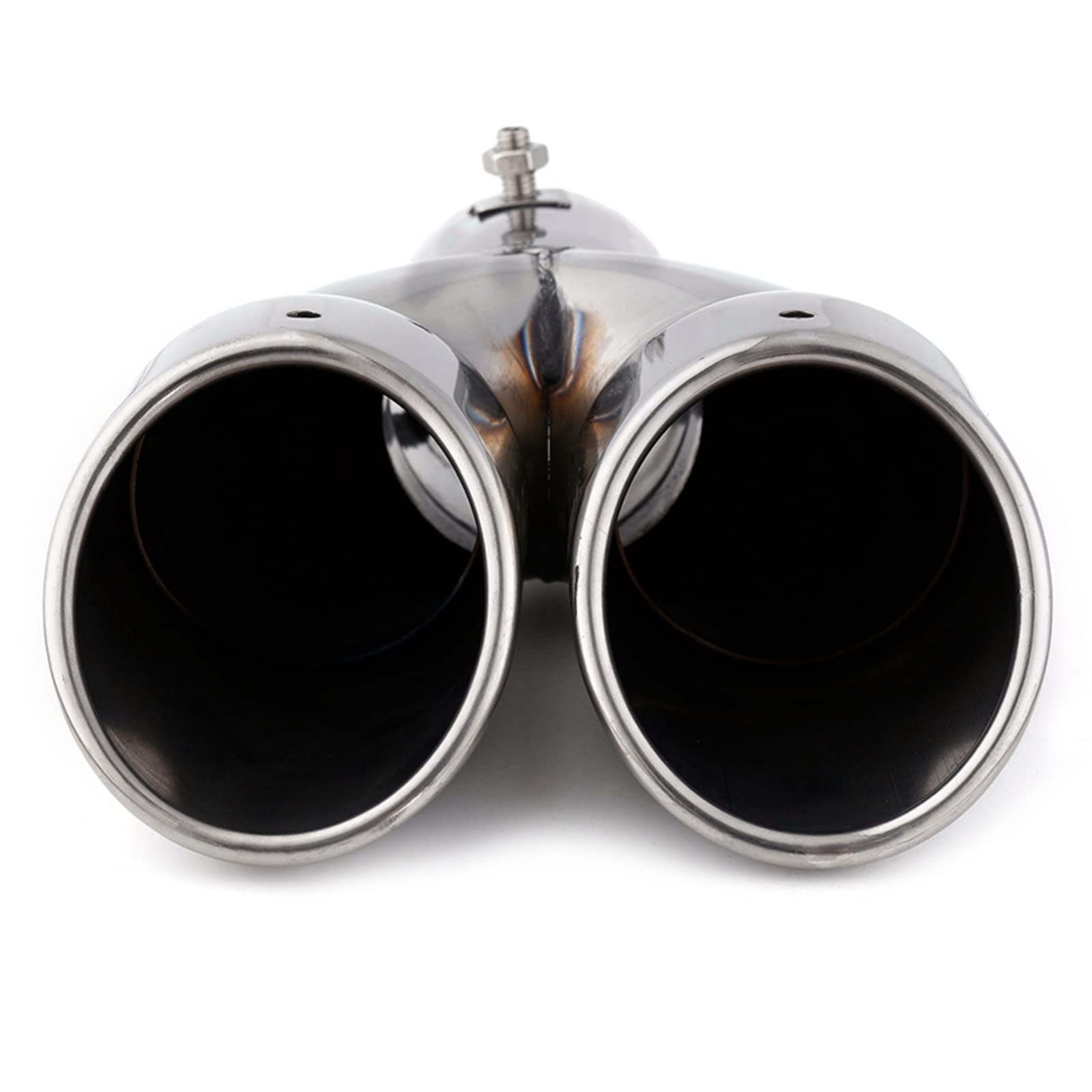 2X Tubo Di Scarico Universale Per Auto Da 63 Mm In Acciaio Inossidabile Con Doppia Uscita Marmitta Terminale Di Scarico Griglia Nera~p83430630