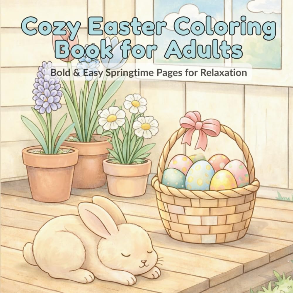 Cozy Easter Coloring Book for Adults: Bold & Easy Springtime Pages for Relaxation