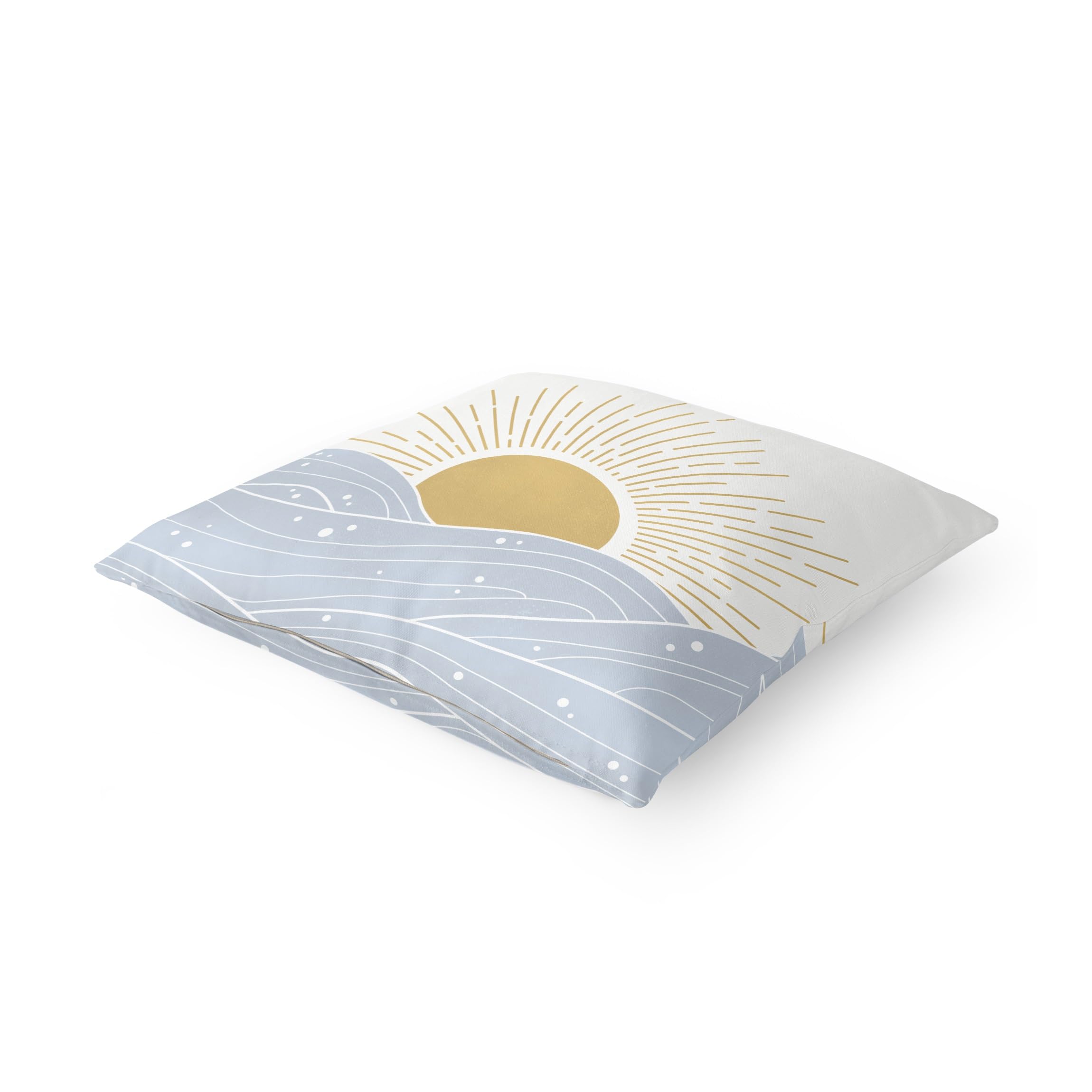 Dekokissen draußen/Outdoor waschbar Strand mit Füllung Zierkissen - Made in Germany - Sonnenuntergang Bezug blau Sofakissen Illustration Outdoor Sofa Bett 1169
