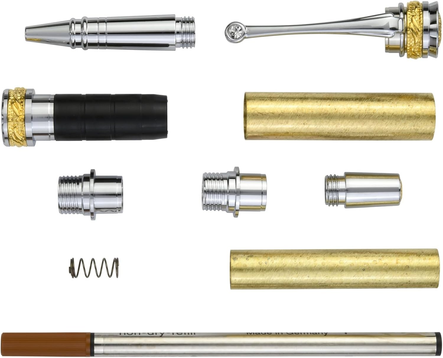 Penn State Industries PKMAJGPJR Majestic Junior Rollerball Pen Kit Woodturning Project (Chrome & Gold)