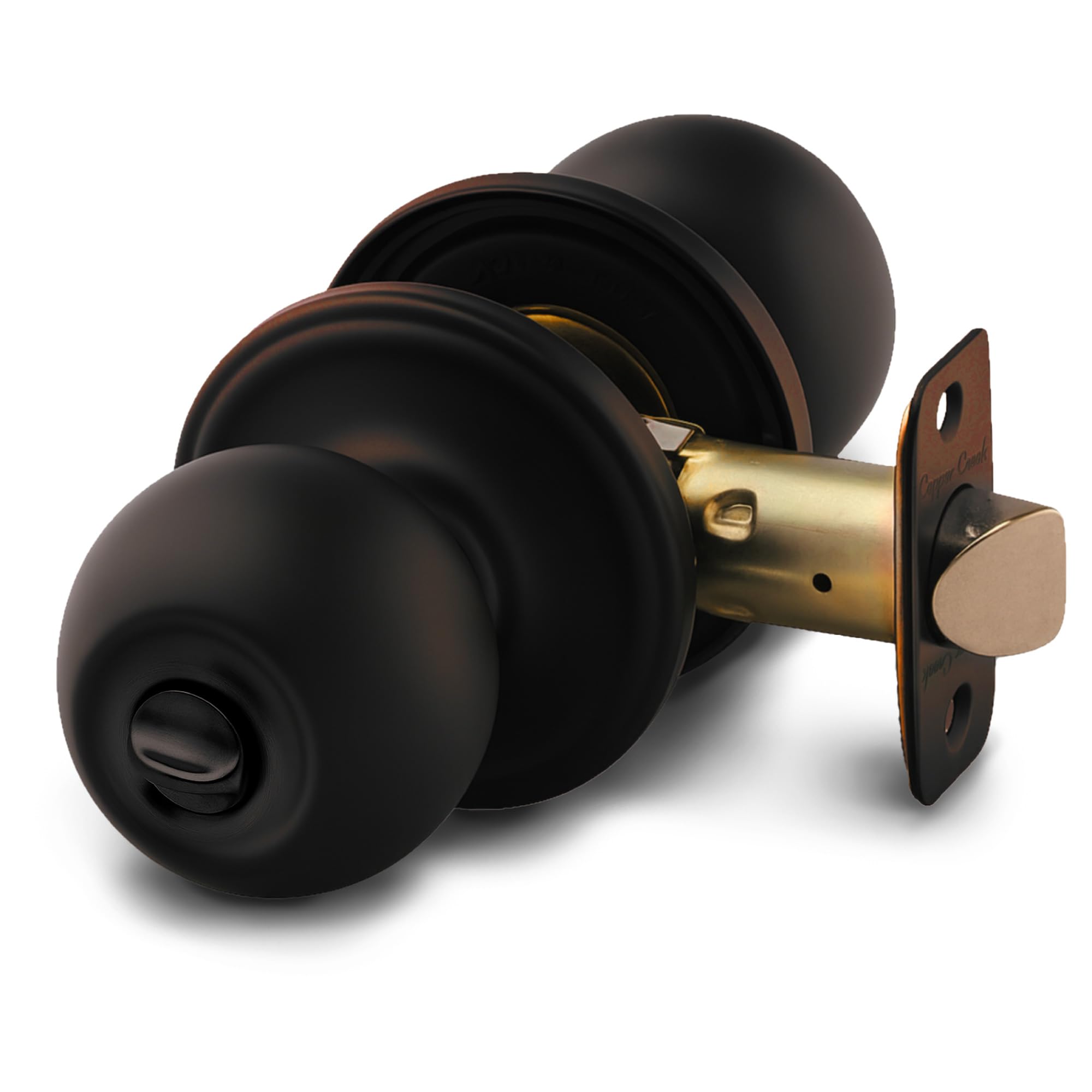 Copper Creek Privacy Interior Door Knob – ANSI Grade-3 Certified, Modern Heavy Duty Handle, Easy Install and Reversible for Bedroom, Bathroom & Closets – Tuscan Bronze (1 Pack)
