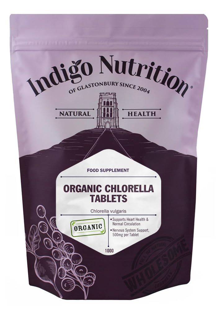 Indigo Herbs Chlorella Tablets 500mg | 1000 Tablets | Broken Cell Wall | Natural Source of Vegan Protein