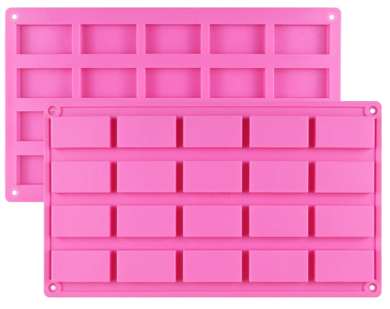 2 Pack Chocolate Bars Silicone Molds, Rectangles Candy Bars Molds, Making Chocolate,Rice Crispy Pops, Caramels, Dessert, Energy Bar and Soap