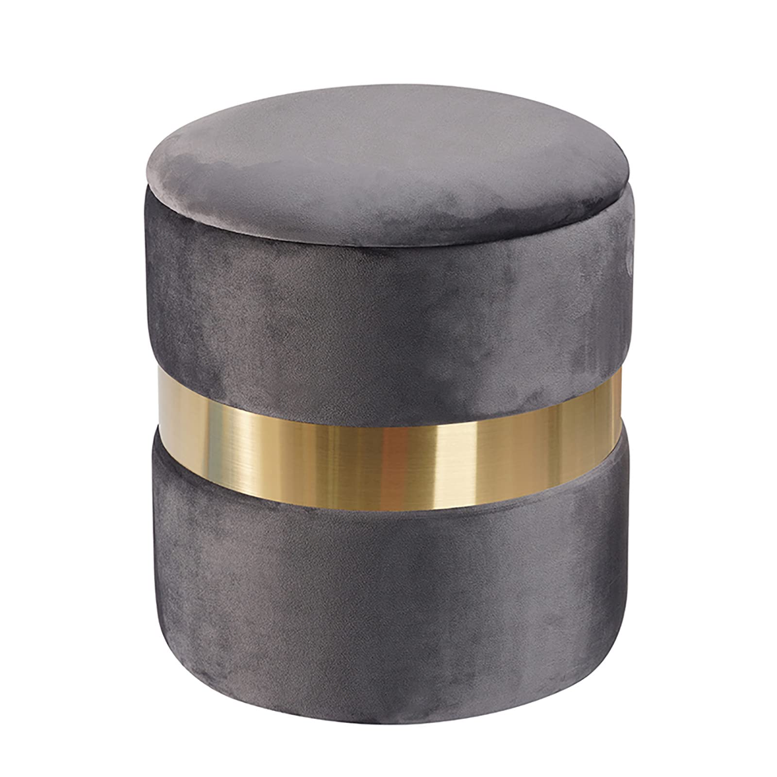 Pouf velours capitonné avec coffre de rangement et assise peluche