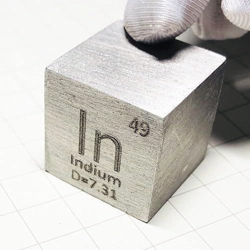Miniatura 5 de Cubo de metal blando Indium en cubo de elementos 99.995% puro de 1.000 in de densidad, para cazador de mesa periódica de la colección de elementos,