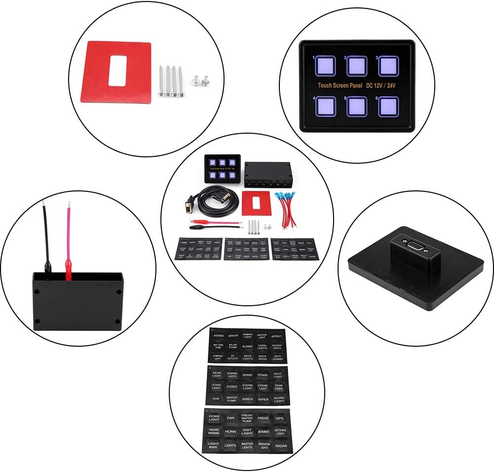LED Switch Panel, 12V / 24V 6 Gang Control Panel Box LED Switch Panel for Car Boat Universal