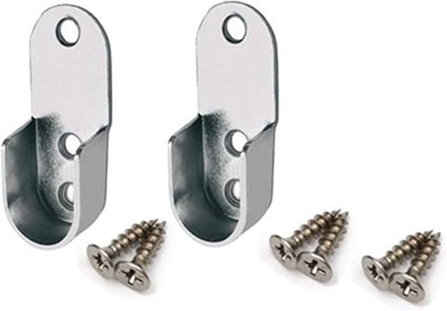 HomeCentre 2 x Chrome Oval Rail Tube Bracket Support & Screws 45x18x11mm