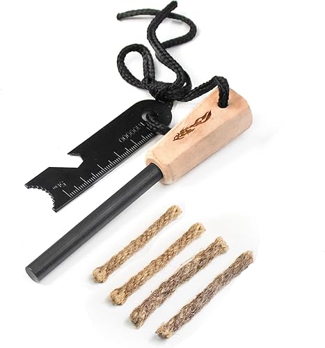 Herramienta de supervivencia de arranque de fuego, Ferro Rod Kit de inicio de fuego y multiherramienta de mochilero, pedernal y acero, supervivencia