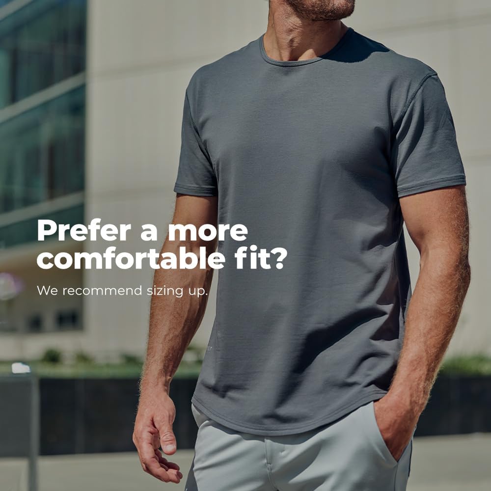 BYLT Mens Drop-Cut Men's T Shirt – Plain Tshirts for Men, Drop Cut Basic Crewneck Tee – Soft Polyester, Cotton, and Spandex Blend – Moisture Wicking, Wrinkle Resistant, Stretch Fit – Maroon, Large - Image 4