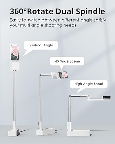 Miniatura 4 de Soporte de teléfono para grabación, soporte de teléfono superior con luz, soporte para selfie, portátil, extensible, rotación de 360, ajustable,