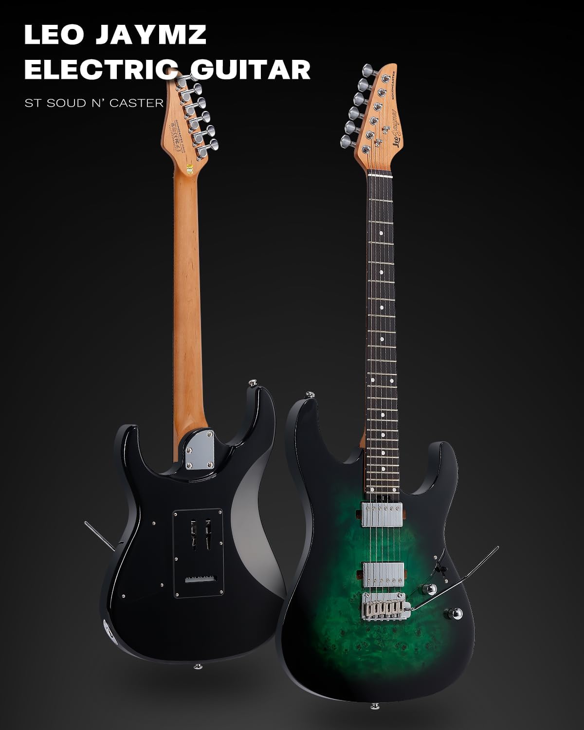 Leo Jaymz ST Pro Electric Guitar with Coil-Split, Roasted Maple Neck, Rosewood Fingerboard, Mahogany Body, Alnico 5 Pickups