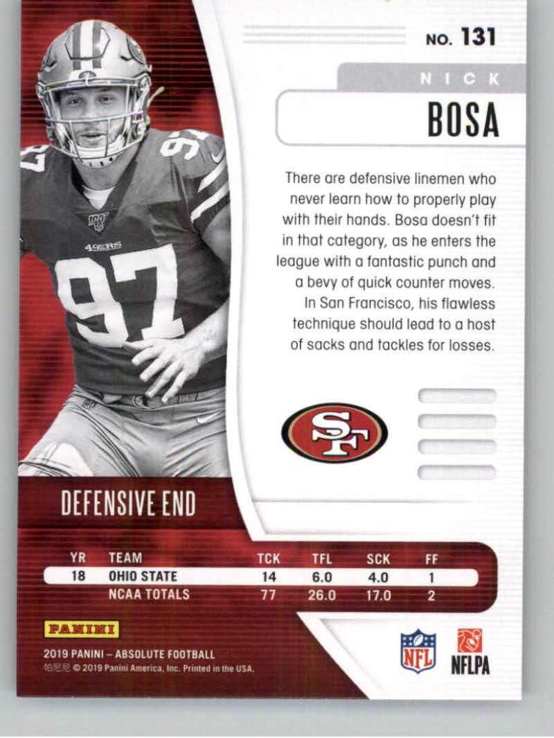 2019 Absolute #131 Nick Bosa RC Rookie San Francisco 49ers NFL Football Trading Card