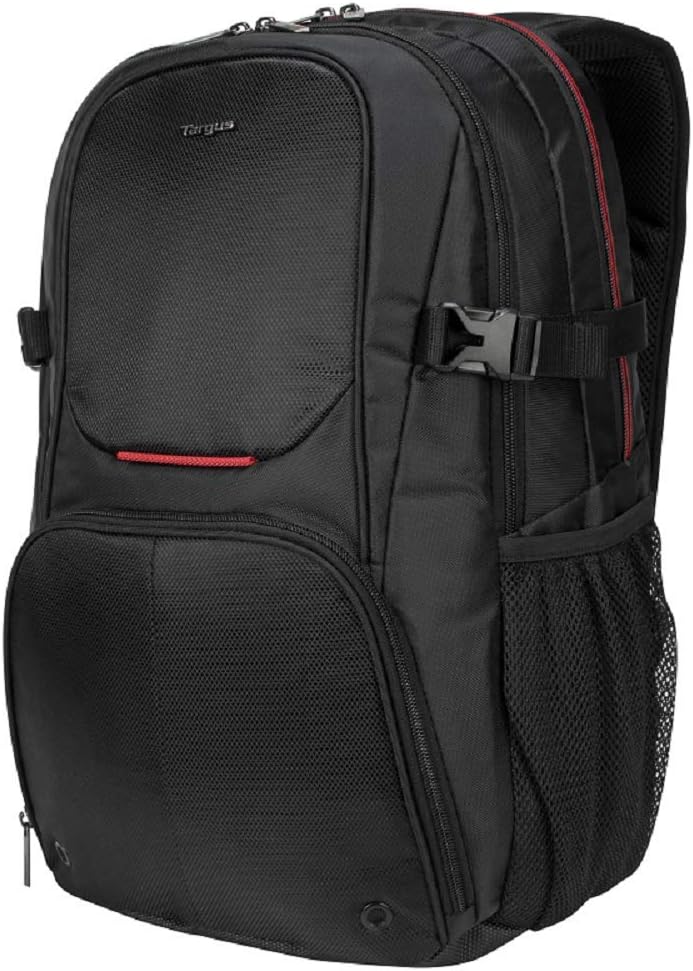Prоmо 40% оƒƒ Targus Metropolitan Advanced Travel and Commute Backpack with Protective Storage for up to 15.6-Inch Laptop and Tablet, Black/Red (TSB917US)