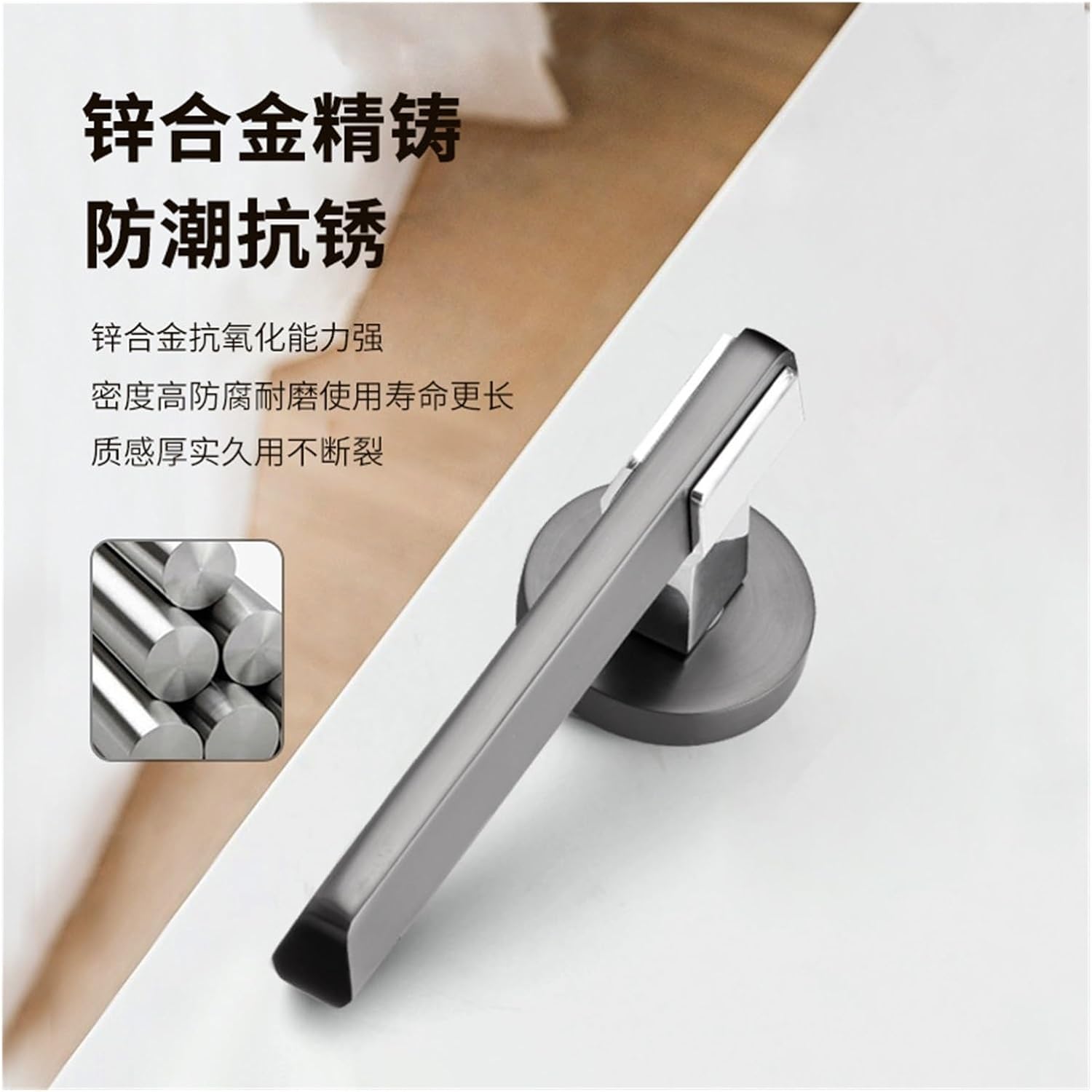 Bedroom Door Lock Wooden Door Lock Indoor Silent Nordic Style Modern Split Lock Magnetic Door Lock zinc Alloy Door Handle(Yahei to 7255 Magnetic)