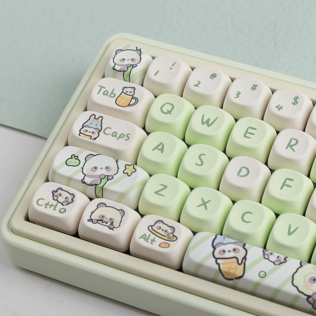 Sumgsn PBT Keycaps MOA Profile Cute 140 Keys Green Panda DYE-SYB Keycap for Mx Cherry Mechanical Keyboard 61/64/84/87/104/108 Layout