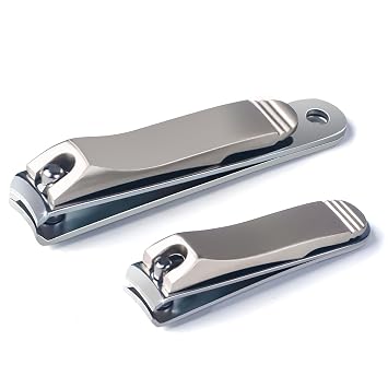 Nail Clippers Set 2 PCS, Strong and Sturdy Nail Clippers for Thick Nails for Fingernails and Toenails, Stainless Steel Nail Clippers for Men and Women, Pearl Lak