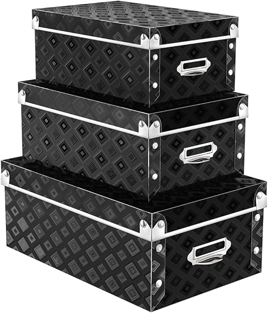 Decorative Storage Box with lids,3 in 1 Set,Plastic,Waterproof Storage Bins for Toys,Shoes,Clothes,Office