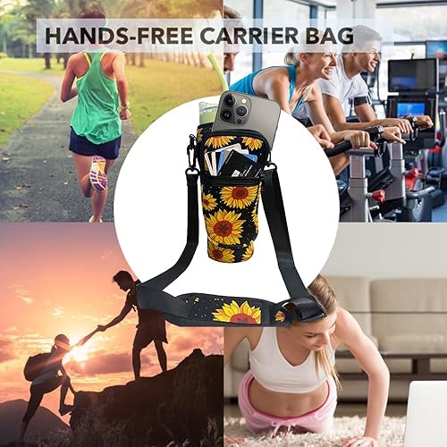 Miniatura 4 de Aoderda Soporte para botella de agua con correa y bolsillo para teléfono Stanley de 40 onzas con asa de neopreno para botella de agua, soporte para