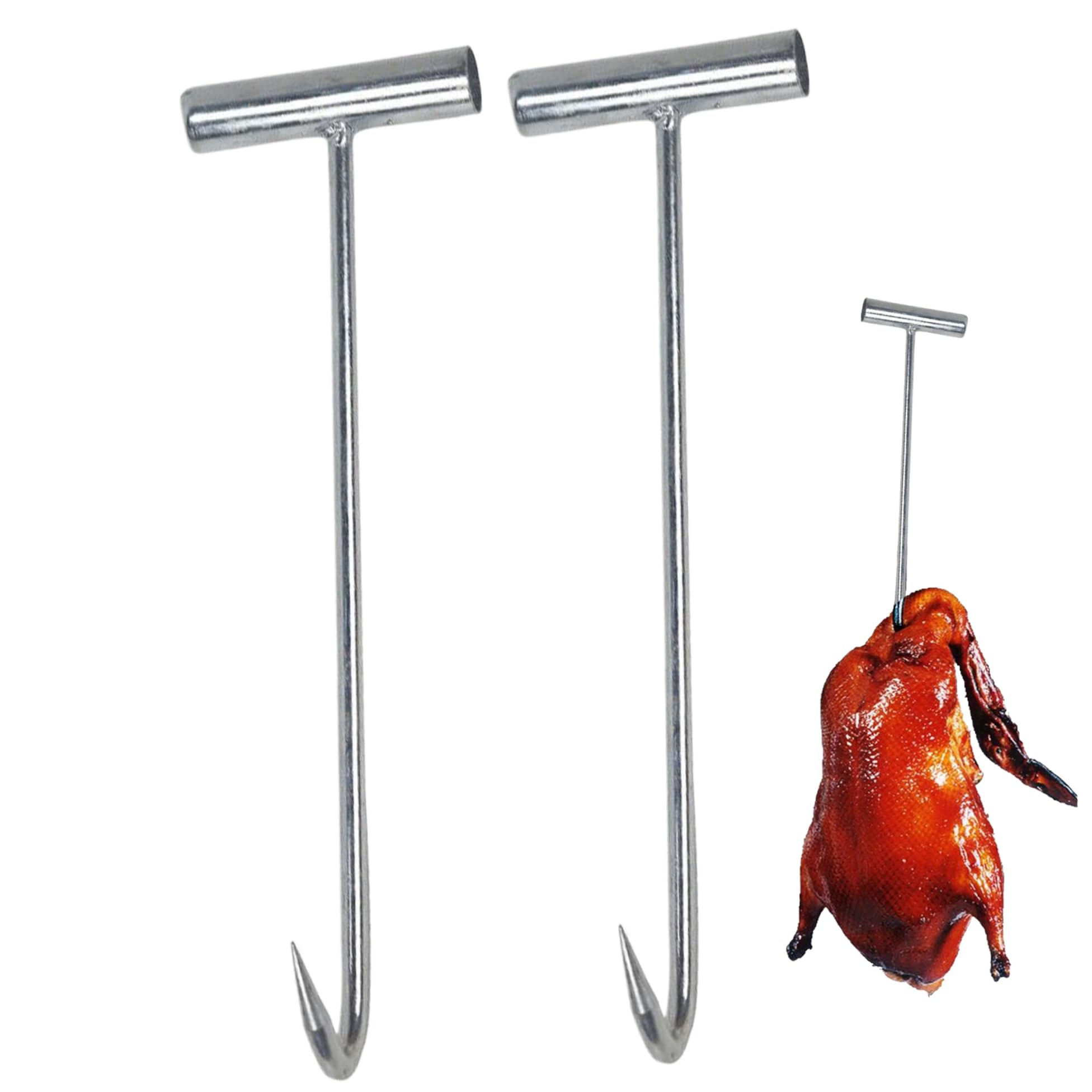 Gancho para carne de 30 cm reforzado con mango ancho para carnicerías profesionales
