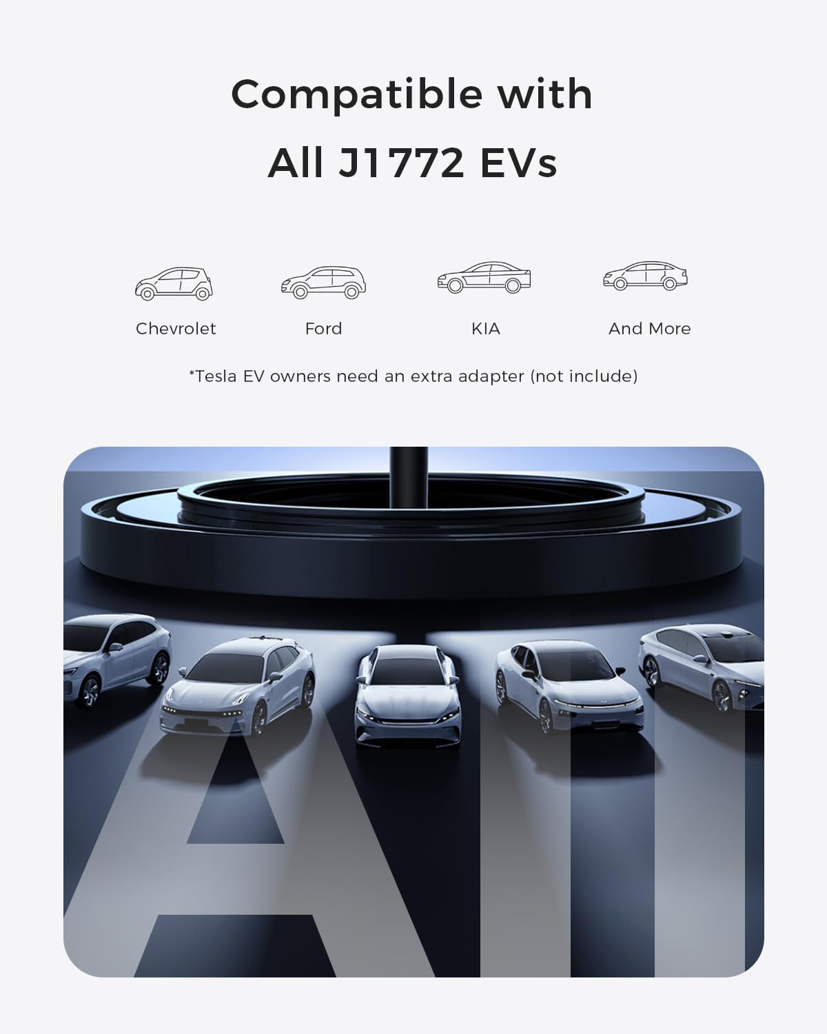 Level 2 EV Charger, 40A 240V Portable EV Home Charging Station, Schedule Time 8-40A Adjustable Current Electric Vehicle Charger Compatible with All J1772 EVs (20 ft)