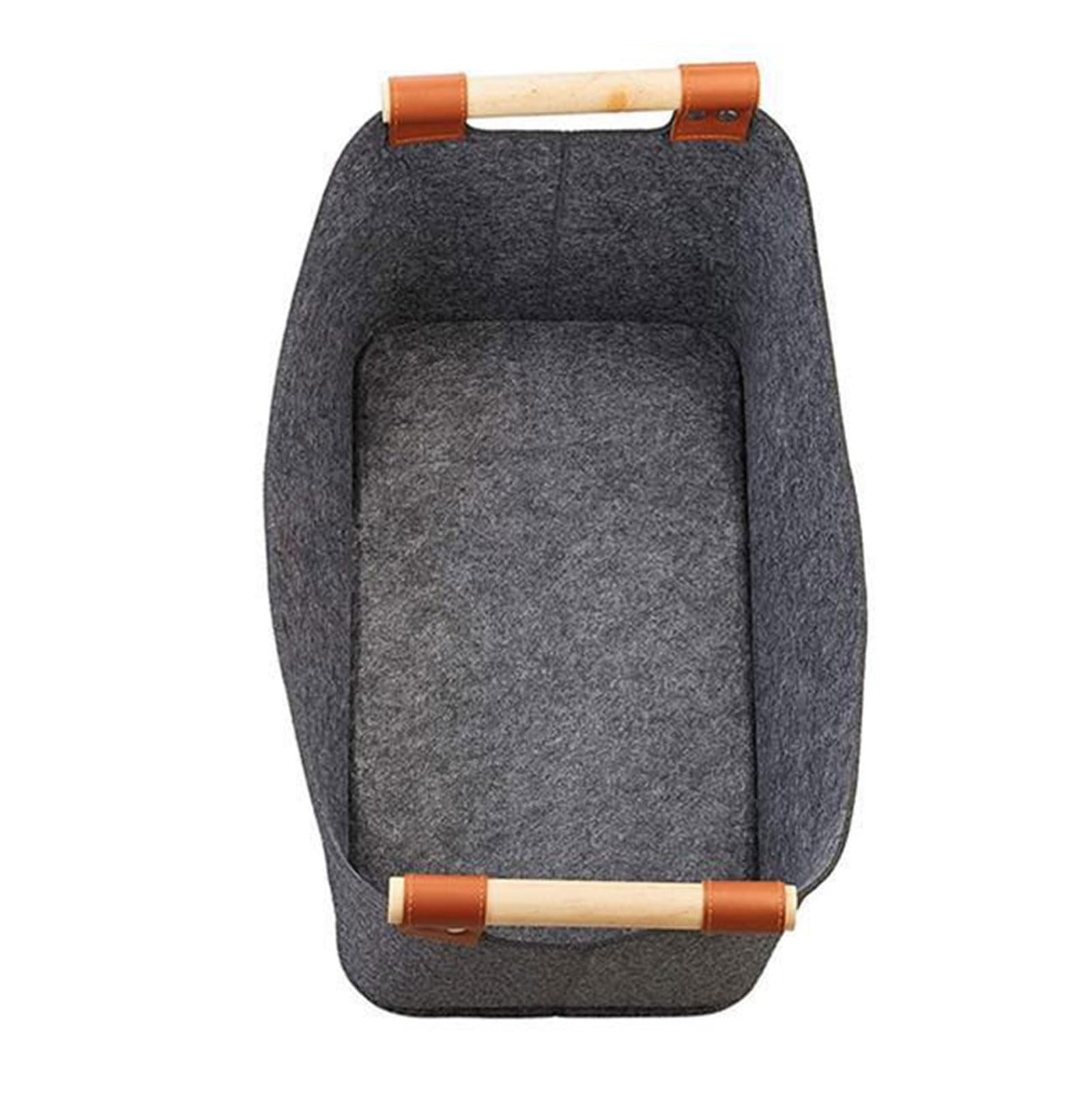 NEWFT Portable Fireplaces Woods Basket Sturdy and Fashionable Felt Firewood Basket with Handle for Ample Wood Storage Felt Shopper Bag