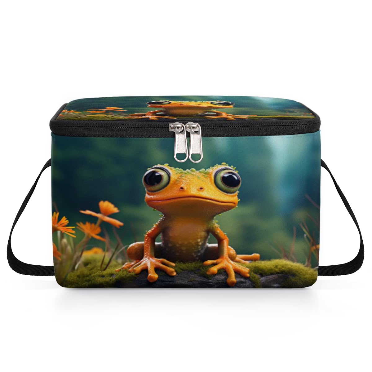 Green Frog Lunch Bags for Women Men 9 Cans, Hot & Cold Food Delivery Bag Insulated Grocery Bag Insulated Lunch Box Cute Frog Cooler Bag for Office Work Picnic Beach