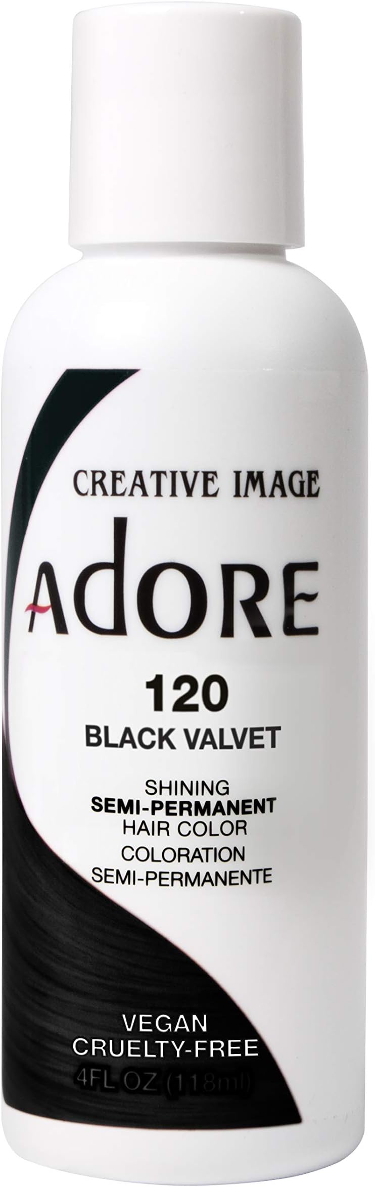 ADORE COSMETICS Semi-Permanent Haircolor #120 Black Velvet 4 Ounce (118ml) (6 Pack)