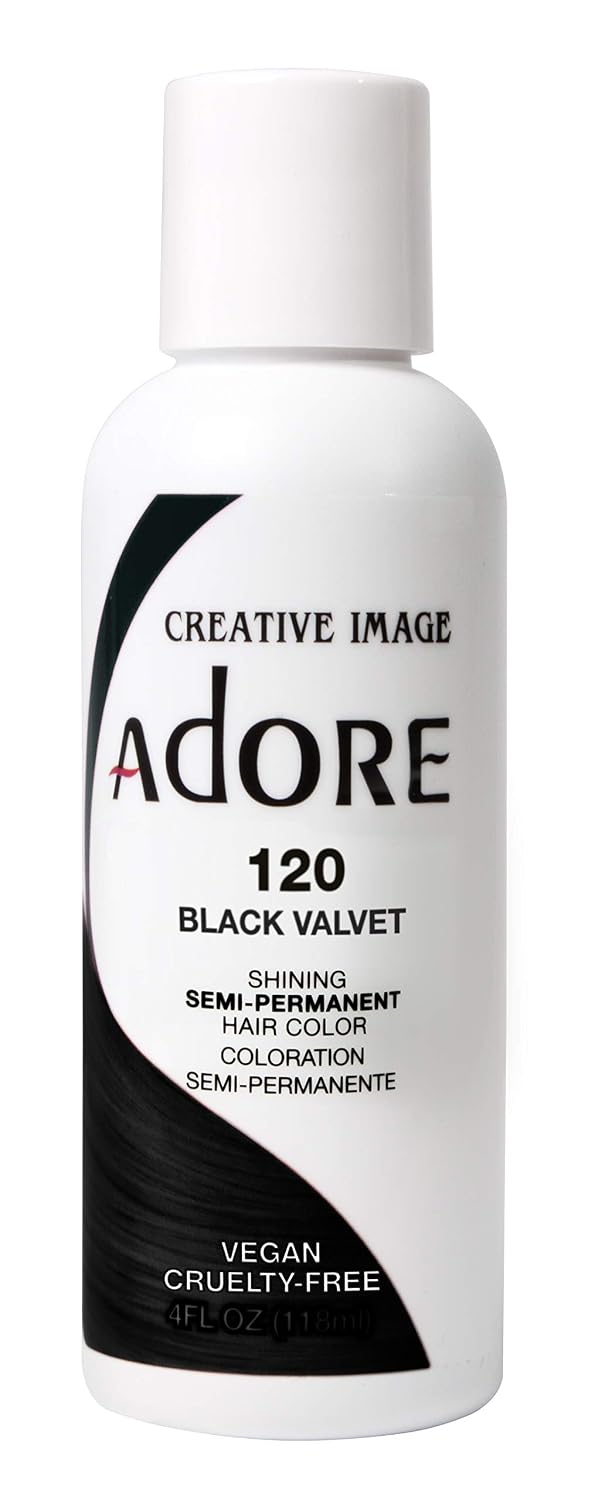 Adore Semi Permanent Hair Color - Vegan and Cruelty-Free Hair Dye - 4 Fl Oz - 120 Black Velvet Pack of 2