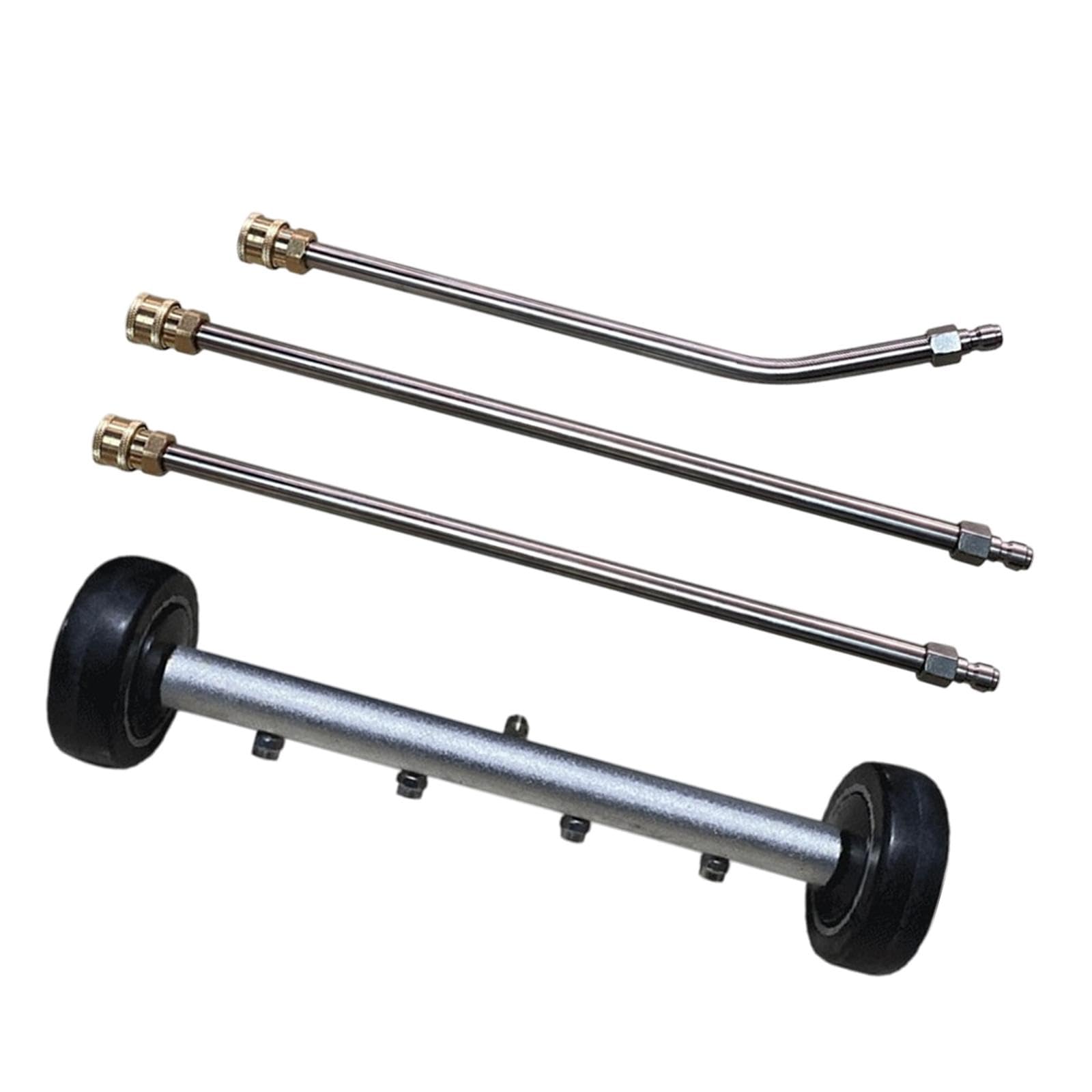 Limpiador de Chasis Lavadora a Presión Barrido Agua Conexión Rápida Boquillas 1/4 Ruedas Extensibles Adecuado para Autos SUV Pasillos Terrazas, Negro