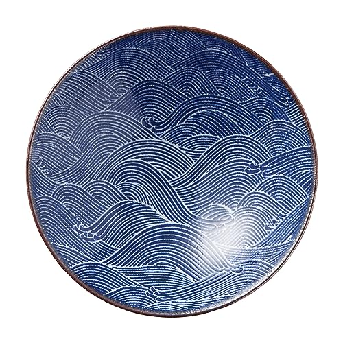 Showa Ceramics Dandruff Saikai Wave 8.0 Noodle Bowl, Diameter 9.6 x 3.0 inches (24.5 x 7.5 cm), Mino Ware, Made in Japan, Dishwasher Safe