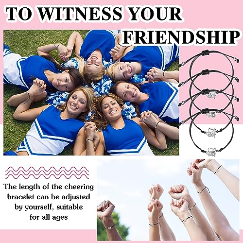 Huquary 91 Pcs Cheerleader Gifts Kit 30 Pcs Zipper Portable Cheer Makeup Bag 30 Pcs Cheer Keychain 30 Pcs Black Cheer Bracelets 1 Bag Waterproof Cheer Stickers for Women Girls Cheerleader Teammates - Thumbnail 5