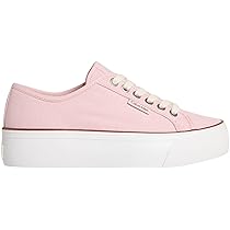Calvin Klein Donna Sneakers Vulcanizzate Logo Tag con Plateau, Rosa (Sweet Pink, Cappuccino), 38