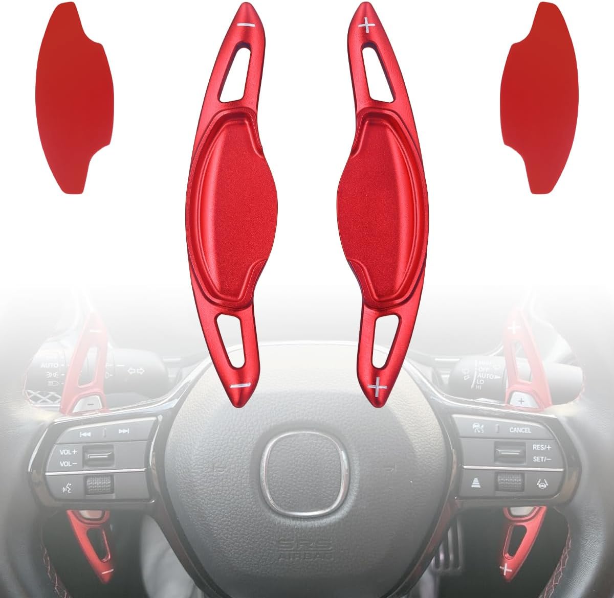 Aluminum Paddle Shifter Extensions Compatible with Honda Civic 11th 2022-2026 for CR-V Accord Pilot 2023-2026 Accessories Car Paddle Shift Extended Interior Shift Cover Trims -Red