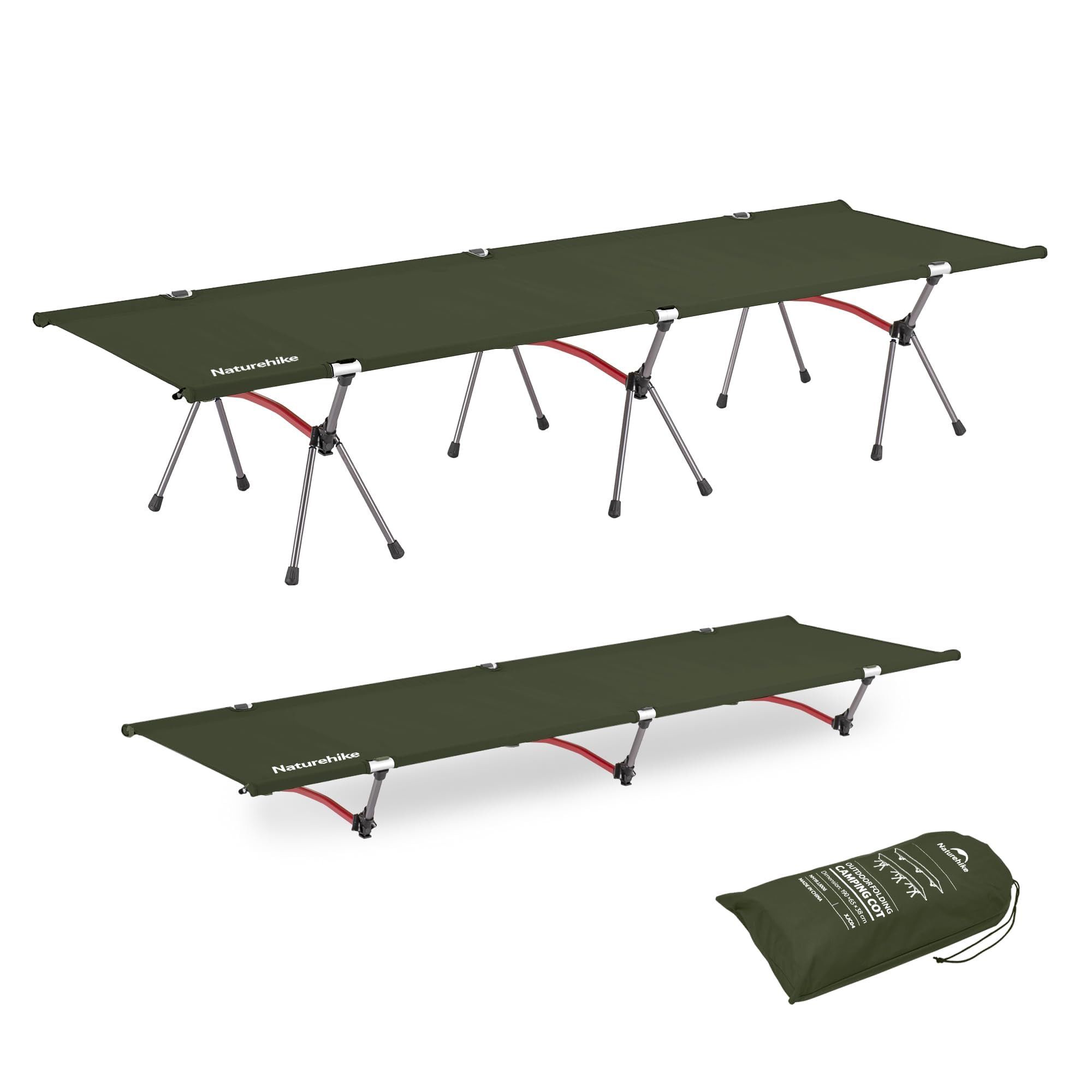 Naturehike Lettino da campeggio ultraleggero con portata di 150 kg, regolabile in altezza e pieghevole, portatile, ideale come campeggio, pausa pranzo o letto per gli ospiti