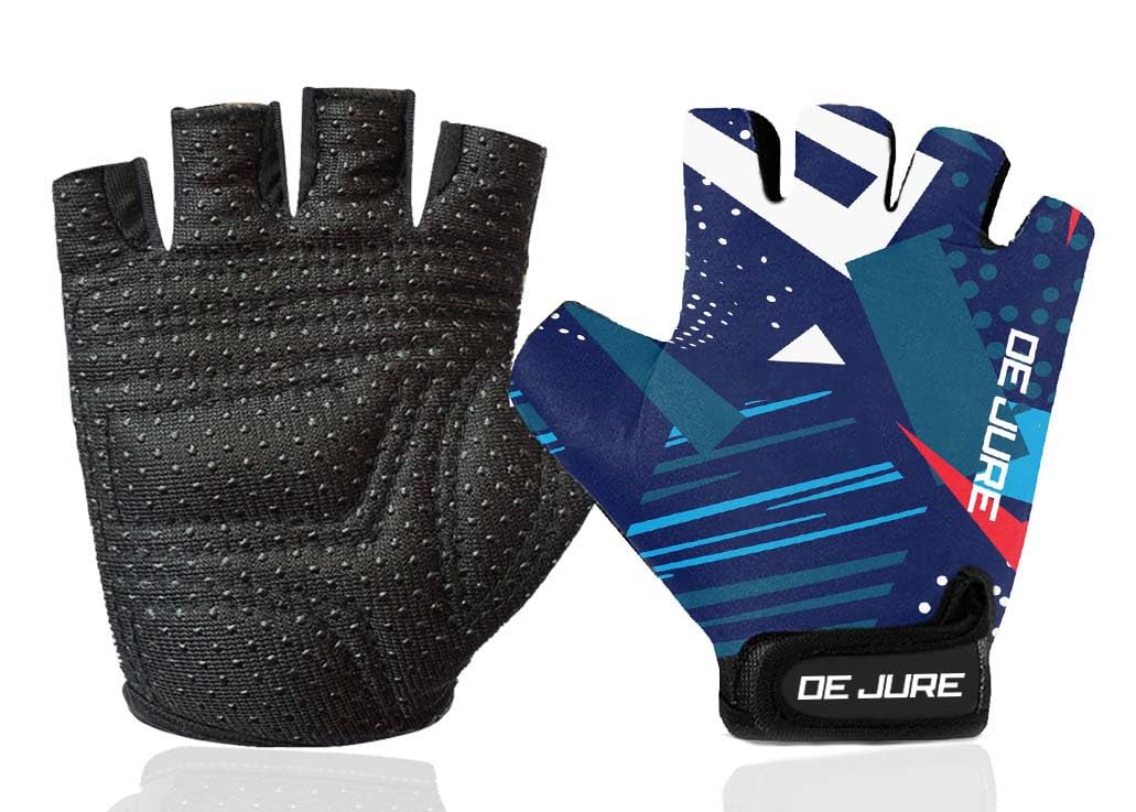 De Jure Fitness Gym Gloves for Men and Women, Workout Gloves with Non-Slip Soft Padding, Ideal for Weightlifting, Fitness, Exercise & Training (Style 4, L)