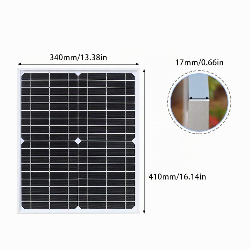 XINPUGUANG Kit Panneau Solaire 20W 12V pour RV, Bateau, Moto | Panneau solaire de 20 W + régulateur de charge PWM + câble de 2 mètres de long, section 18 AWG, 410 × 320 × 17 mm