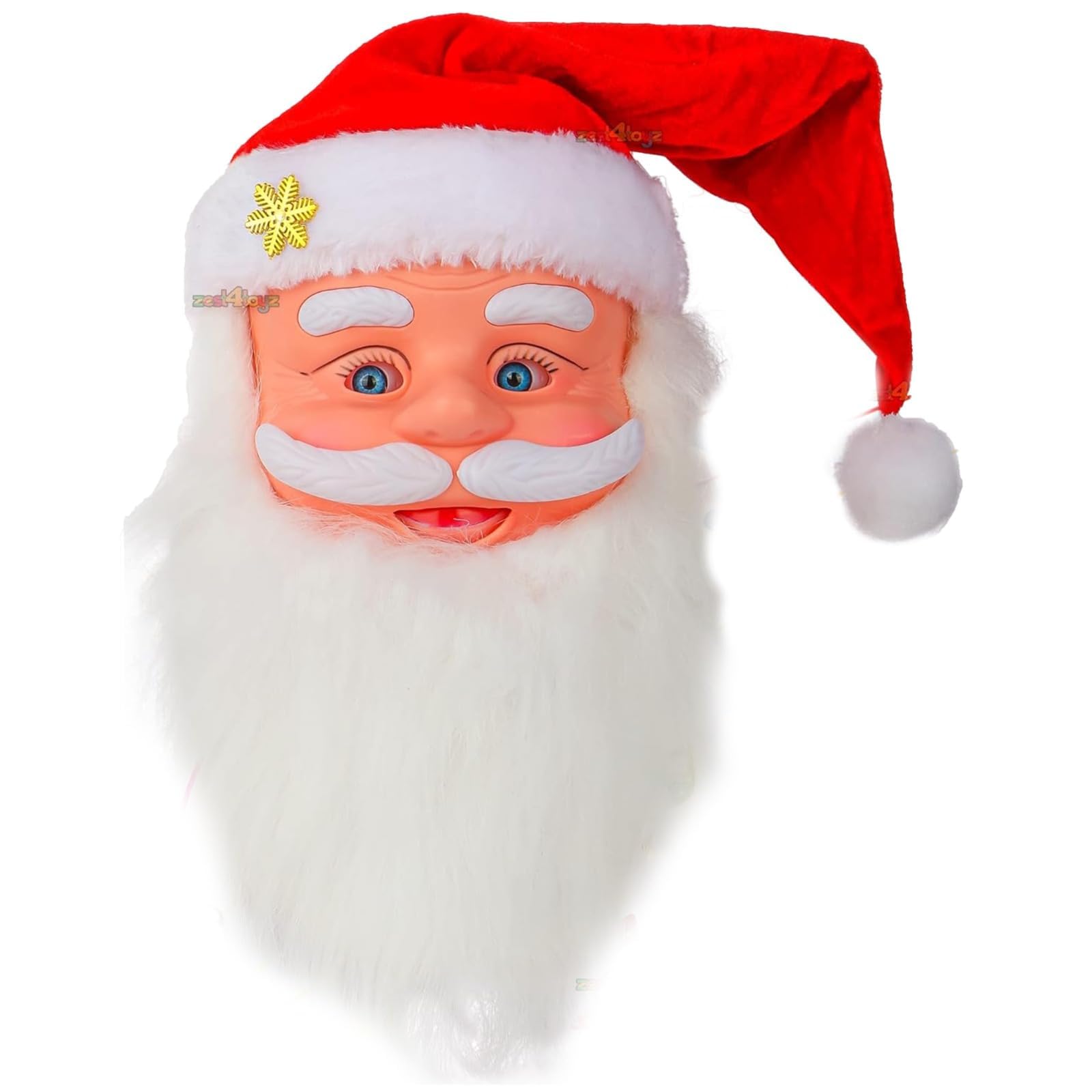 FAMBIZ Santa Claus Moving Cap, Rotating Eyes With Musical, Easy To Use, Indoor And Outdoor Decoration, Compact And Portable Design, Lightweight, Durable Construction