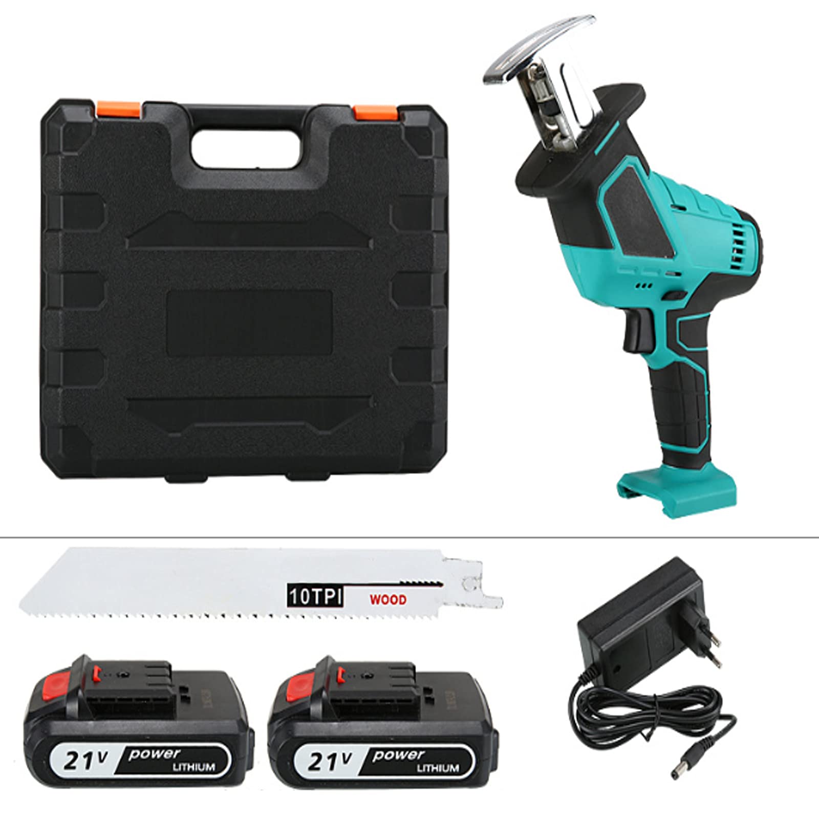 Sega a Gattuccio, 21V Sega Universale Multifunzionecon Luce LED, Velocità 0-3000SPM, 2x2000 mAh Batterie, Lunghezza del tratto 22mm, Ricarica rapida, ideale per il taglio di legno e metallo