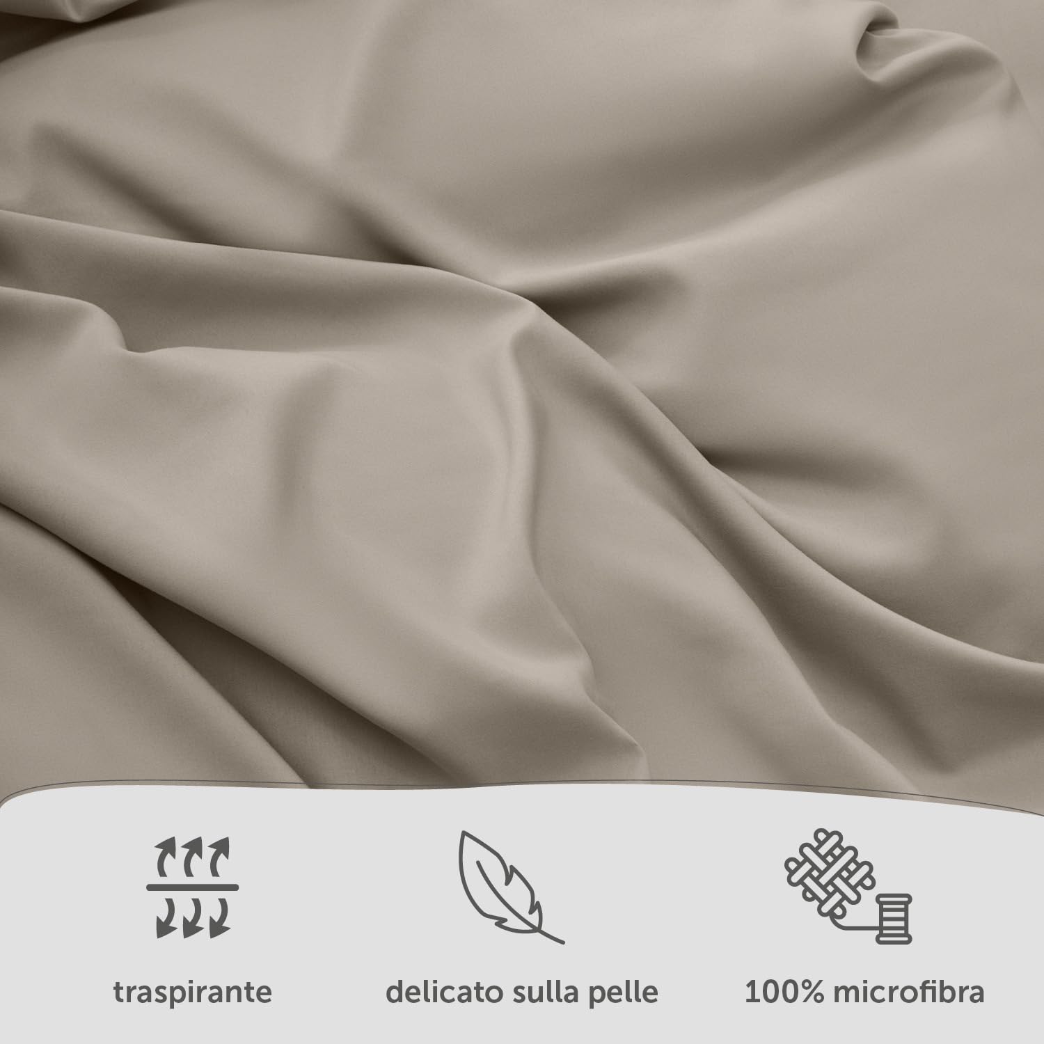 Blumtal Copripiumino Matrimoniale 250x200 e Federe 50x80 - Set di Lenzuola in microfibra extra morbida certificata Oeko-Tex, Set Copripiumino Matrimoniale con 2 Federe - 3 pezzi - Taupe