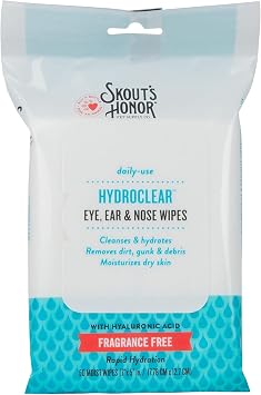 SKOUTS HONOR HydroClear Eye, Ear & Nose Wipes w/Hyaluronic Acid - for Your Dogs and Cats - Great for Hydration of Your Pets Skin and Fur - Fragrance-Free - 50ct