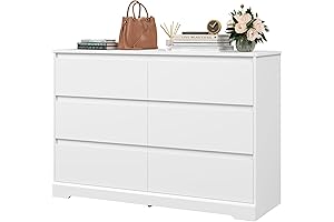 Compact 6 Drawer Dresser: Modern White Storage Solution