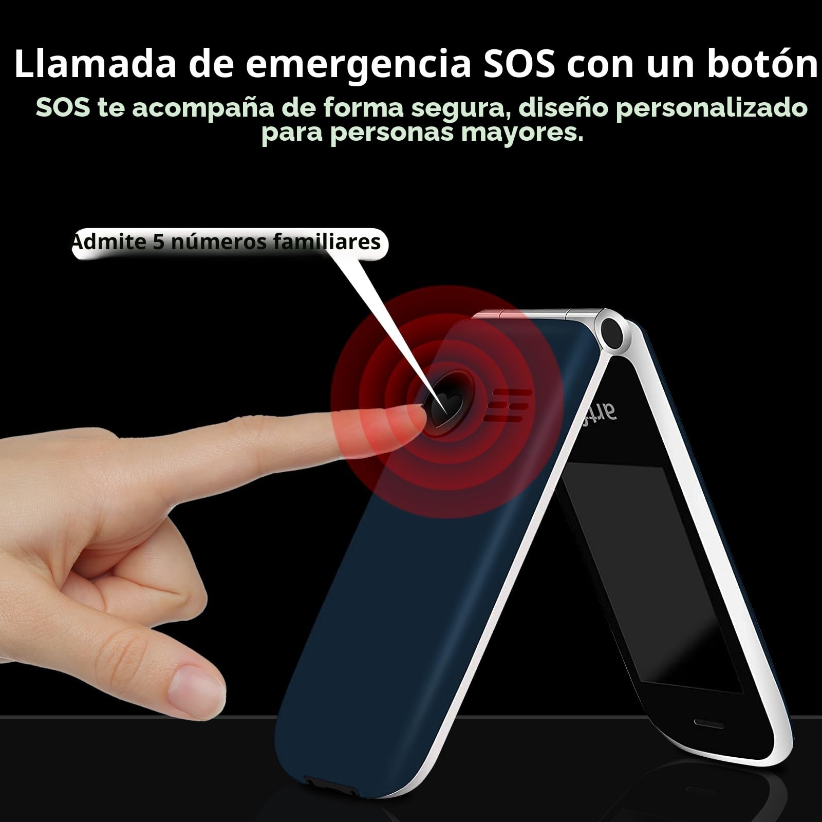 artfone F20 2G gsm Teléfono móvil de Tapa para Mayores丨Botones y Teclas Grandes丨Pantalla 2,4" 丨Llamada Rápida丨Movil para Mayores丨Botón SOS丨Bateria 1300mAh丨Doble Nano SIM丨USB-C - Azul